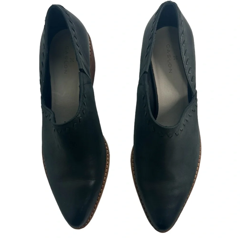 Caslon Julian Womens SZ 7.5 Black Leather Pointed Ankle Bootie Western Festival
